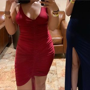 “Shanghai Rutched Dress” - Fashion Nova